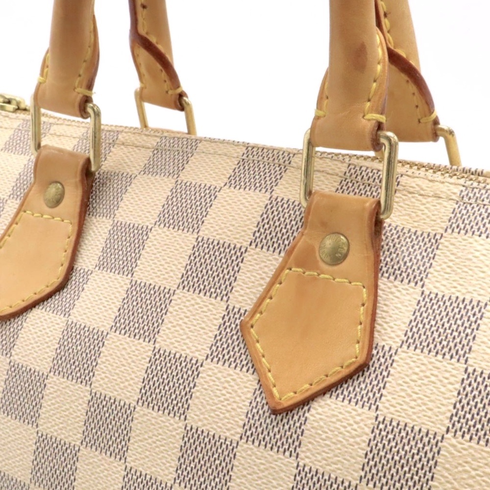 - Louis Vuitton speedy 25 Tan and Cream Checkered Satchel with Gold Accents - Picture 10 of 11